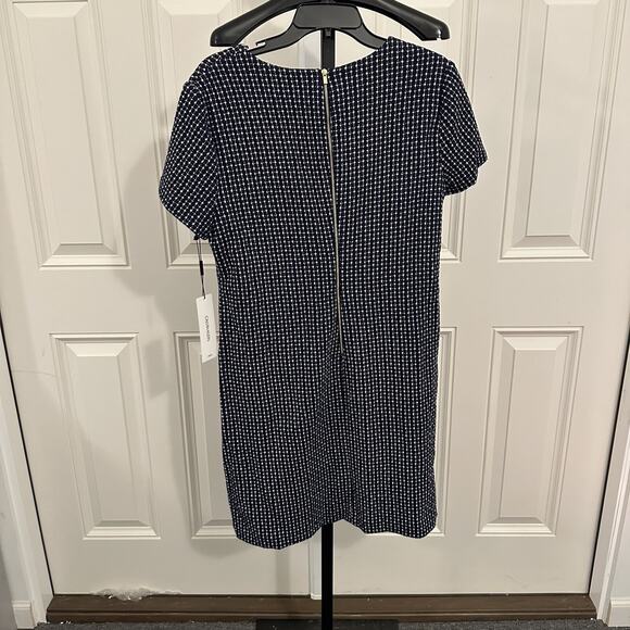 Calvin Klein Navy Blue & Gray Short Sleeve Dress Size 14 - Picture 3 of 4